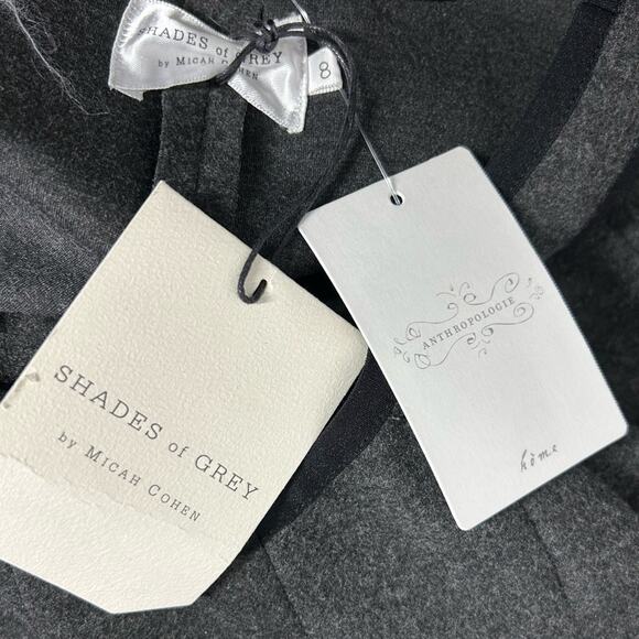 Shades of Grey Anthropologie Pleated Fit & Flare Dress Gray Black Trim 8 NWT - Picture 11 of 13